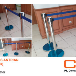 jual tiang pembatas antrian sablon logo