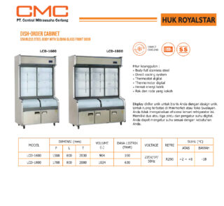 Snow Village Dish Order Cabinet/Showcase Combi Atas Chiller Bawah Freezer