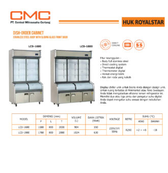 Snow Village Dish Order Cabinet/Showcase Combi Atas Chiller Bawah Freezer
