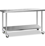 meja stainless dengan roda untuk rumah sakit