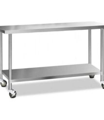 meja stainless dengan roda untuk rumah sakit