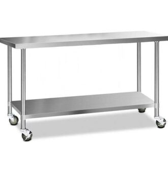 meja stainless dengan roda untuk rumah sakit