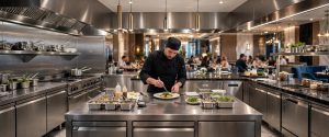 dapur stainless komersil, kitchen stainless steel komersil, meja stainless komersil, dapur hotel stainless, dapur resto stainless,
