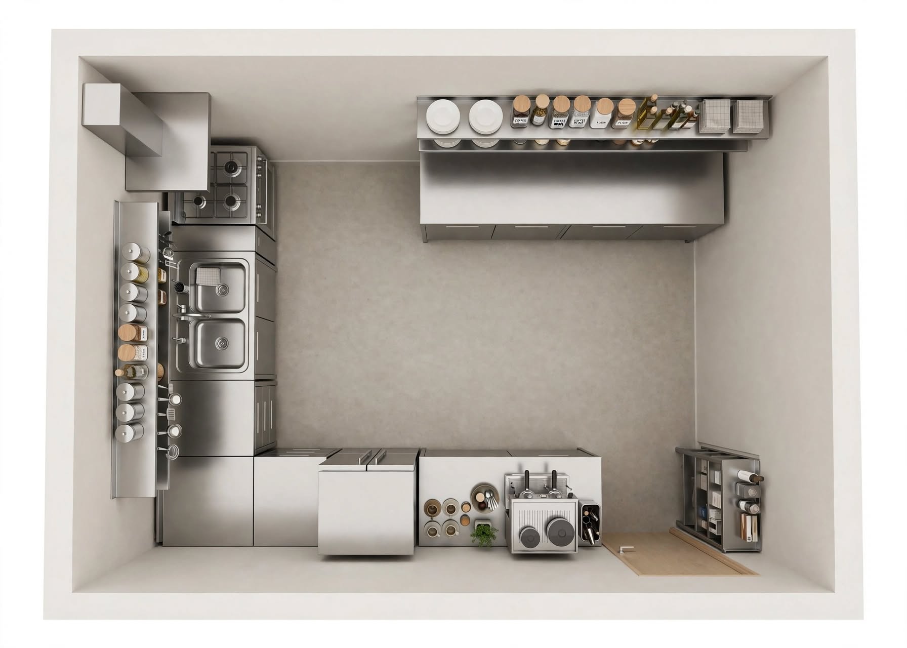 custom kitchen stainless cafe