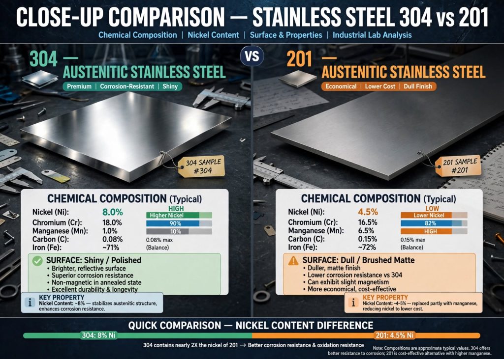 perbedaan stainless 304 dan 201