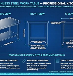 standar ukuran meja stainless