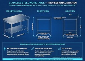standar ukuran meja stainless